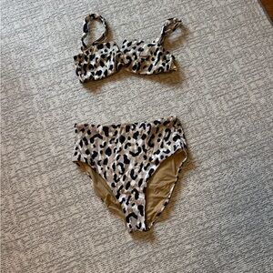 Vitamin A Tan and Black Bikini top Size Large bottom size Medium